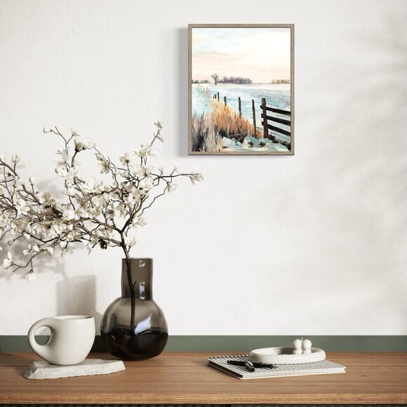 Original Oil Painting Landscape Winter Snow Rural Country Sunset Art 8x10 Signed - Picture 7 of 7